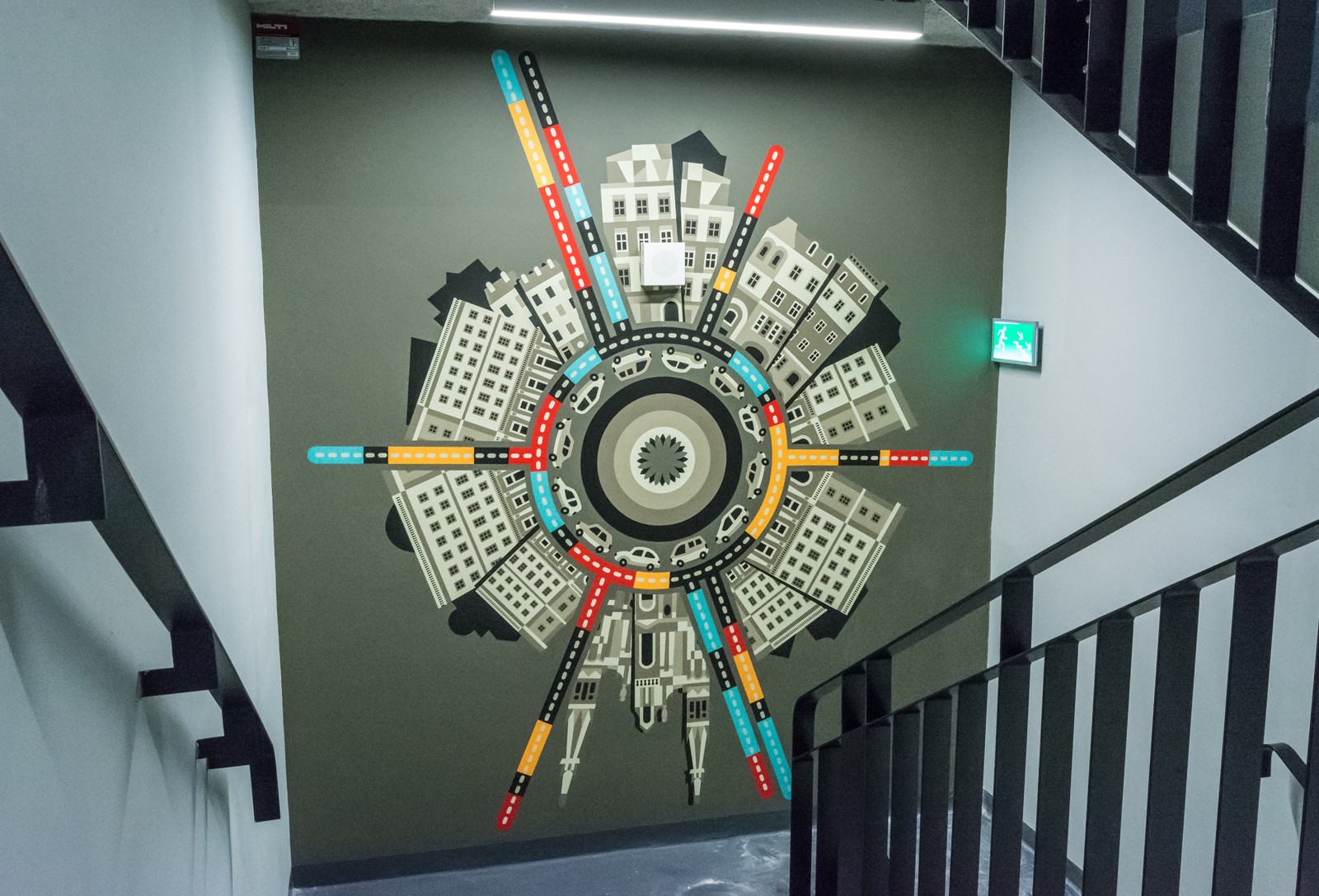 A wall painting inside Q22 office building commissioned by Deloitte | Malowanie na zlecenie Deloitte | Portfolio