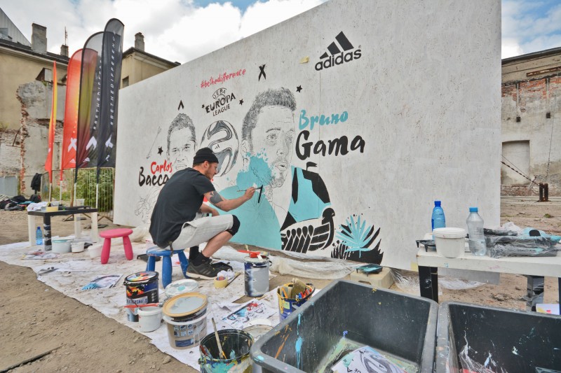 Adidas UEFA Europa League Be The difference mural in Warsaw | #bethedifference | Portfolio
