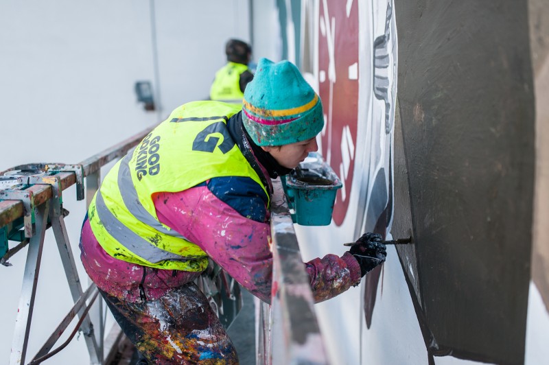 Artists hand painting advertising murals for Victorinox | Realizacja murali dla Victorinox  | Portfolio