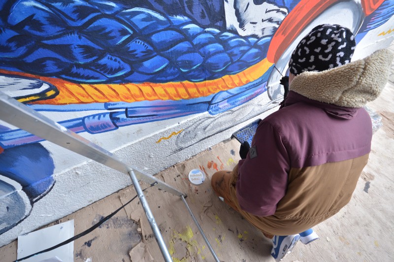 Artist painting a mural at the Pavilions in Warsaw for the Air Max Day 2016 | Air Max Day 2016 | Portfolio