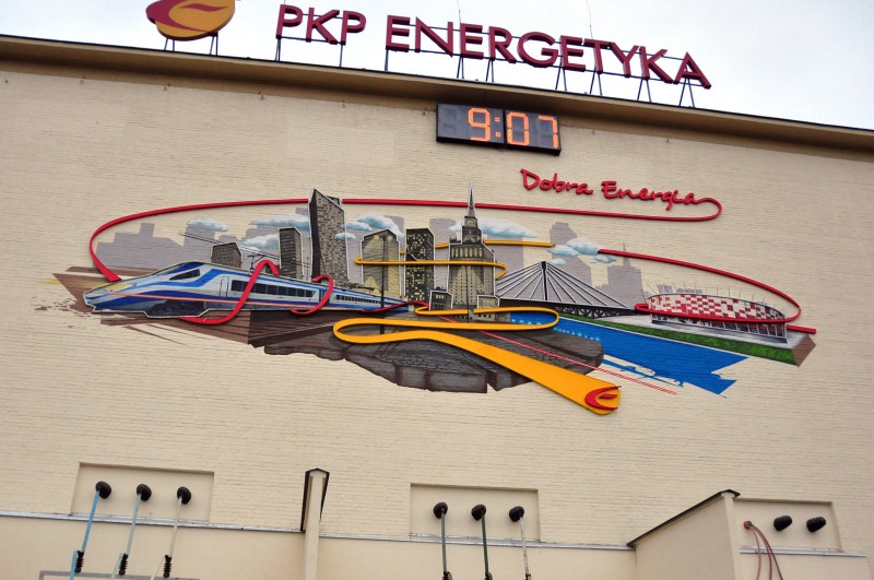 Dobra Energia malowidło ścienne PKP Energetyka S.A. Warszawa | Mural z neonami PKP Energetyka w Warszawie | Portfolio