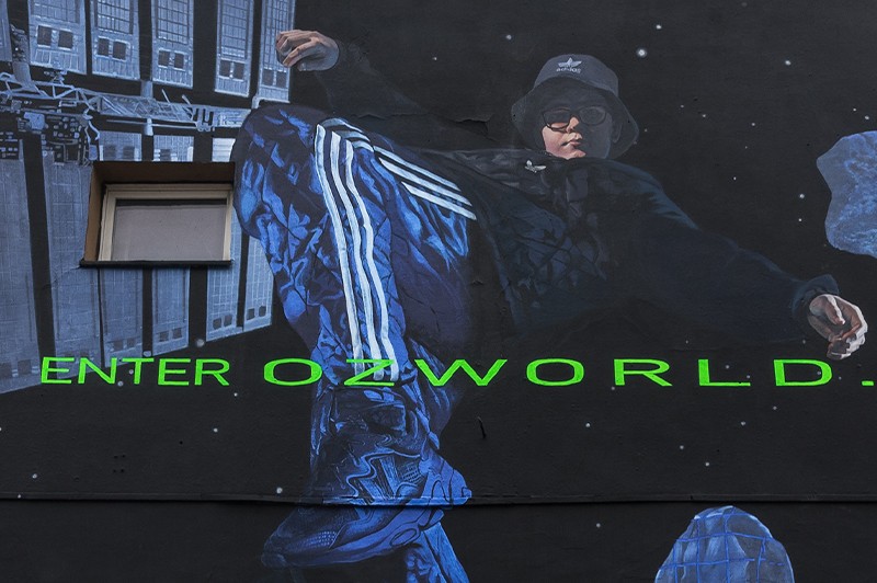Fluo Adidas OZWORLD mural at Oficyna in Warsaw | Enter OZWORLD | Portfolio