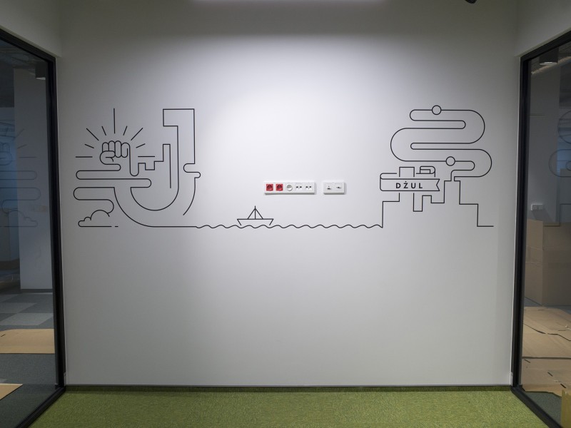 Grafika ścienna DŻUL- siedziba firmy Fortum we Wrocławiu | wall design we wnętrzach biura | Portfolio