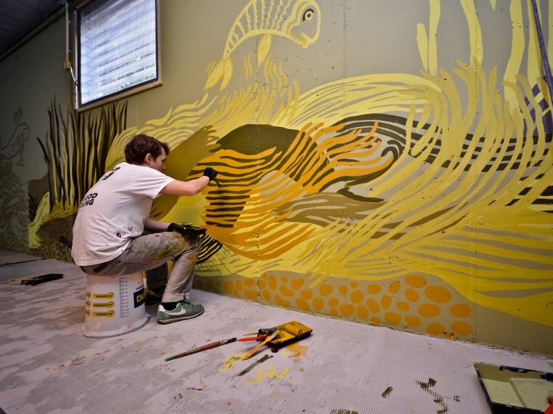Mural Wandbild in der Garage im Apartmenthaus Dynasy in Warschau | Apartmenthaus  | Portfolio