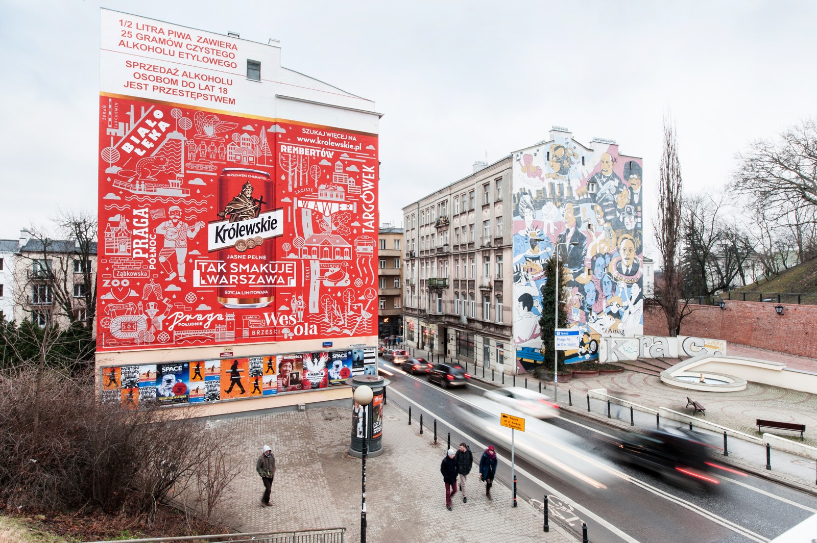 Mural na zlecenie marki Królewskie w Warszawie na ulicy Tamka | Murale w kilku miejscach Warszawy - Królewskie | Portfolio