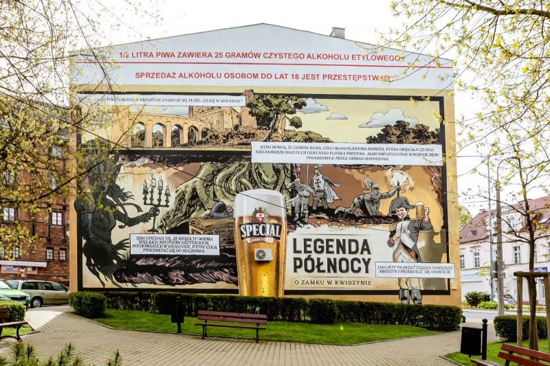 Mural painted in Kwidzyn for Specjal beer brand in a Northern Legends advertising campaign | Specjal - Legenda Północy | Portfolio