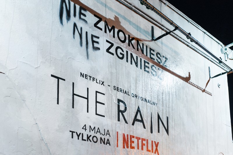 Du wirst nicht nass du stirbst nicht Werbemural der Serie The Rain von Netflix produziert | The Rain  | Portfolio