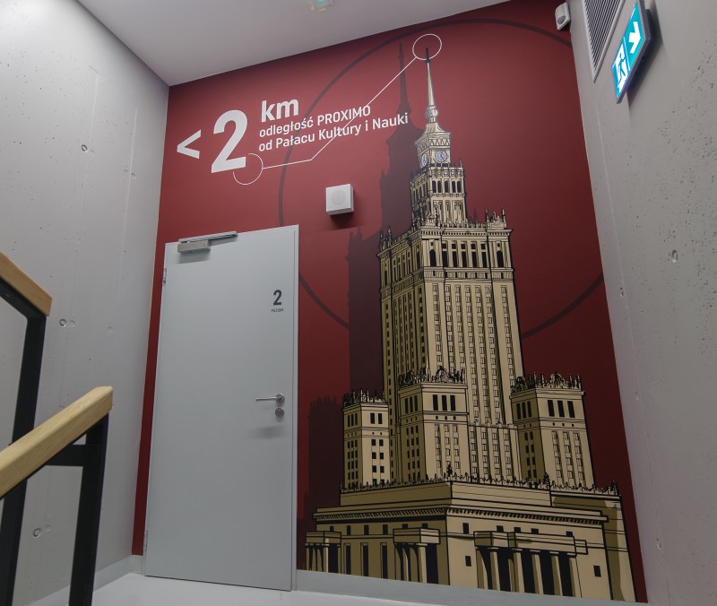 The distance from Proximo office building to the Palace of Culture and Science in Warsaw | PROXIMO | Portfolio
