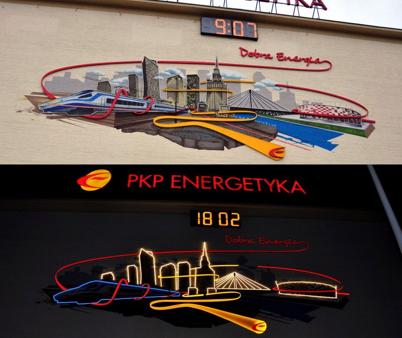 PKP Energetyka Neonanlage Gute Energie Mural in Warschau | Artistische Wandmalerei | ANGEBOT
