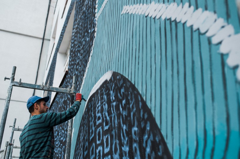 Painting advertising murals in warsaw | Adidas Parley | Portfolio
