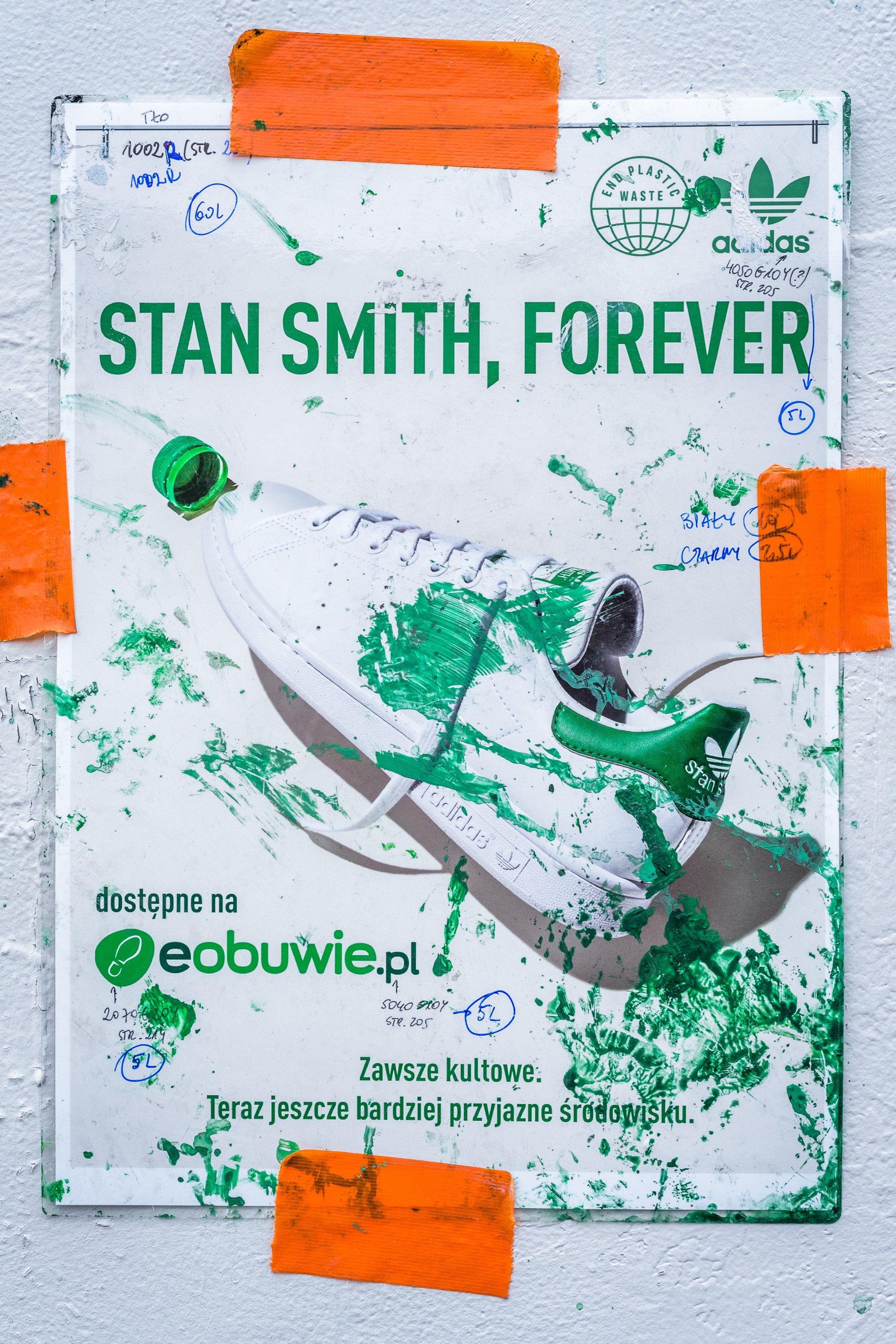 Handpainted large format Adidas advertisment in Warsaw | STAN SMITH, FOREVER | Portfolio
