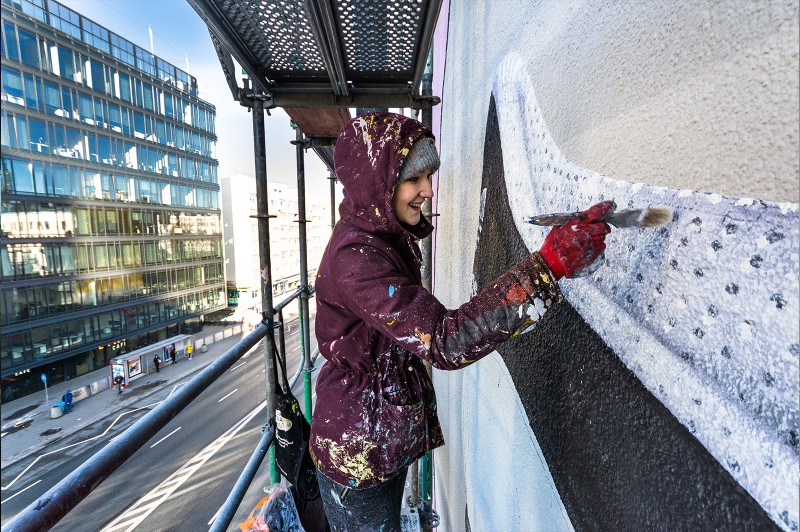 Handpainted artistic mural next to Politechnika Subway Station in Warsaw 2020 | SUPERSTAR 2020 | Portfolio