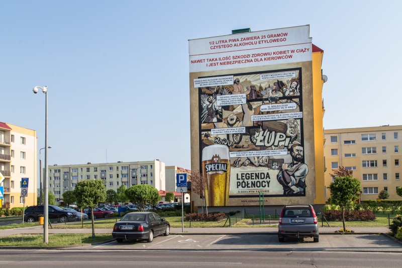Hand painted mural in Kaszuby for a Specjal beer brand advertising campaign | Specjal - Legenda Północy | Portfolio
