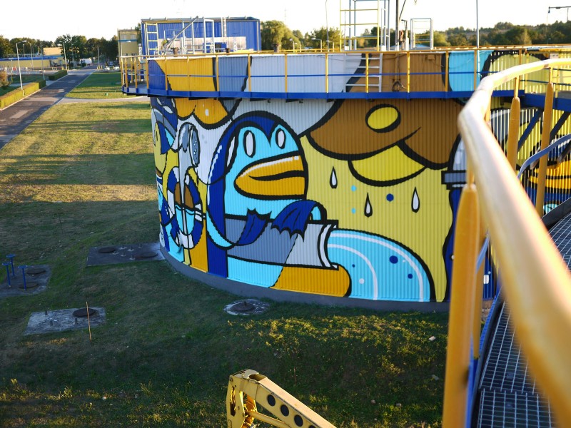 graffiti w Częstochowie Oczyszczalnia Ścieków WARTA | wielkoformatowe malowanie oczyszczalni ścieków WARTA | Portfolio