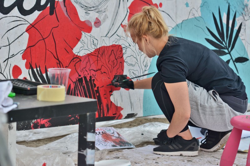 Painting wall for Adidas UEFA mural in Warsaw | #bethedifference | Portfolio