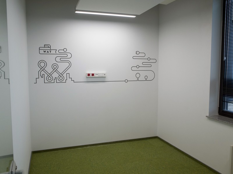 Wall design WAT - siedziba firmy Fortum we Wrocławiu | wall design we wnętrzach biura | Portfolio